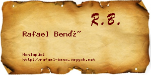 Rafael Benő névjegykártya